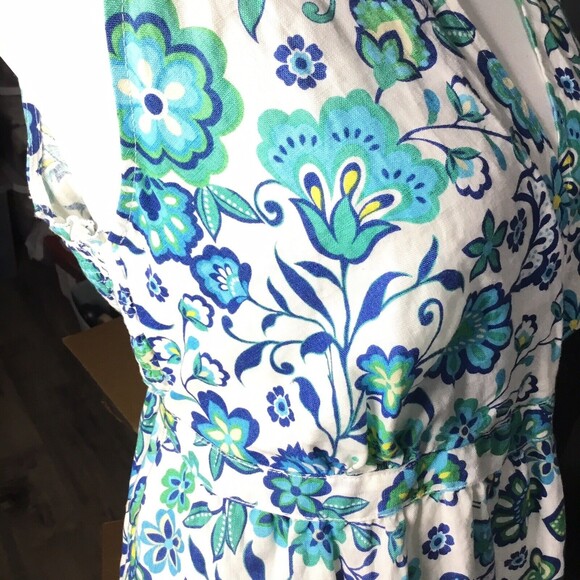 NWT Motherhood Maternity Linen  Sleeveless Cross Tank Top Floral Blue Size XL - Picture 11 of 12